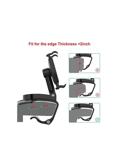 Springsun Araç Telefon Tutucu, 360 Derece Dönebilen Ve Ayarlanabilir, 3-7 İnç Akıllı Telefonlar İçin Plastik Siyah Diğer