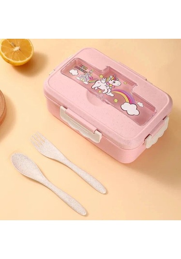 Turuncu Sevimli Öğle Yemeği Kutusu Çocuklar Kız Erkek Bölmeli Bento Öğle Yemeği Kutusu Okul Çocuk Sızdırmaz Çocuk Gıda Aperatif Kutuları Yeni 2023