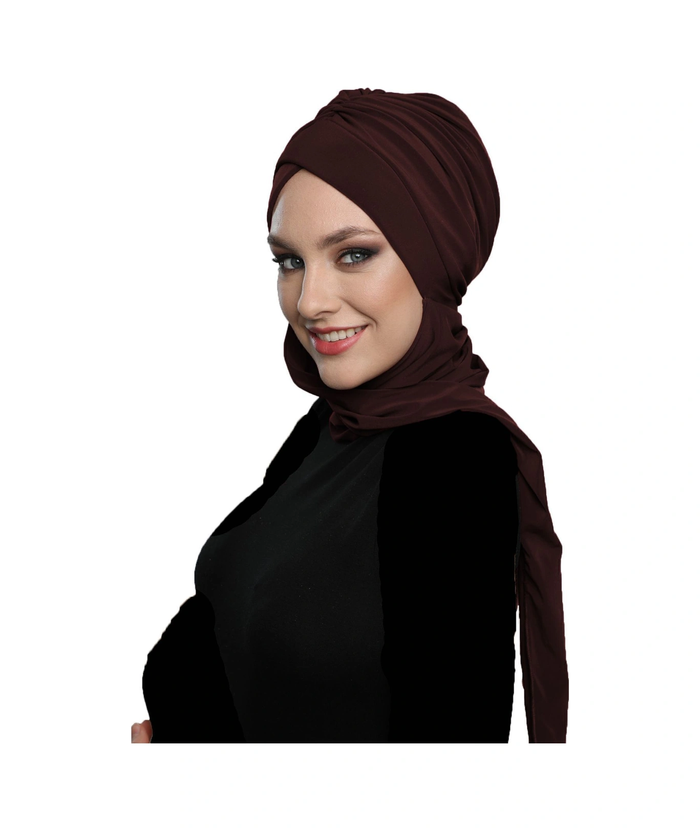 Kardelen Atkılı Astarlı Kahve Hazır Türban Tesettür Havuz Ve Dış Bone Kahve