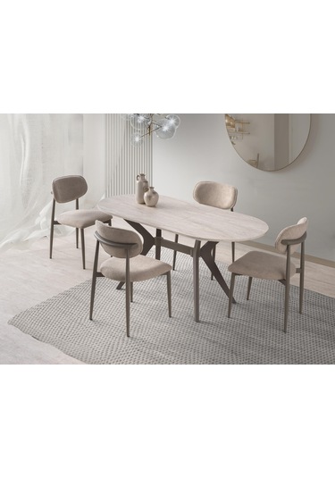 Star Polo Travertan Cappucino Mutfak Masa Sandalye Takımı 82x138 Cappuccino