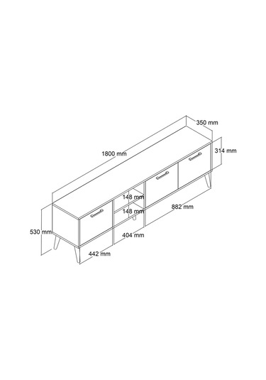 Mezza Exxen 1585 Ahşap Ayaklı Tv Ünitesi 180 CM