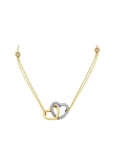 Sembolgold Altın Kolye Çift Zincir Kalpli