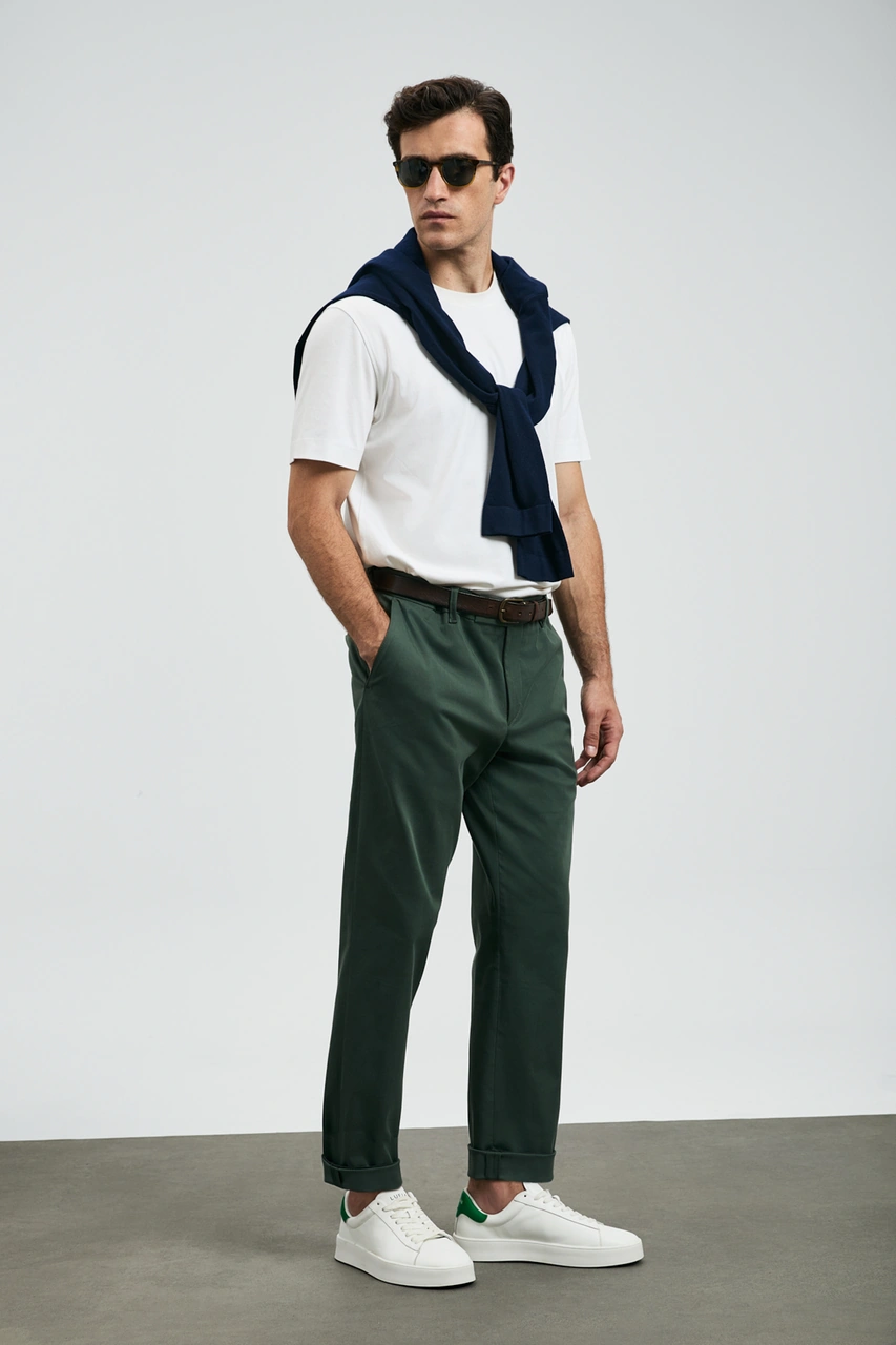 Lufian Rumı Smart Erkek Chino Pantolon Slim Fit Yeşil Yeşil 112190336100600 Yeşil