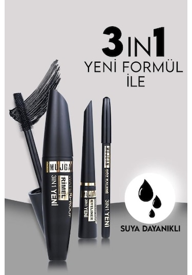 3'ü 1 Arada Göz Makyajı Seti - Eyeliner, Maskara, Kalem