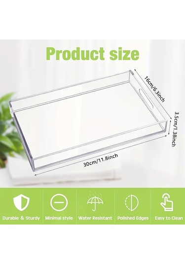 Willowhaven Siyah Minimalist Tasarım Şeffaf Akrilik Tepsi Banyo Kozmetik Organizer Siyah