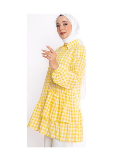 Ekose Sarı Tunik Çok Renkli