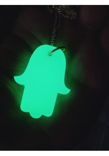 Fatma Ana Eli Karanlıkta Parlayan Fosforlu Zincirli Kolye Yeşil