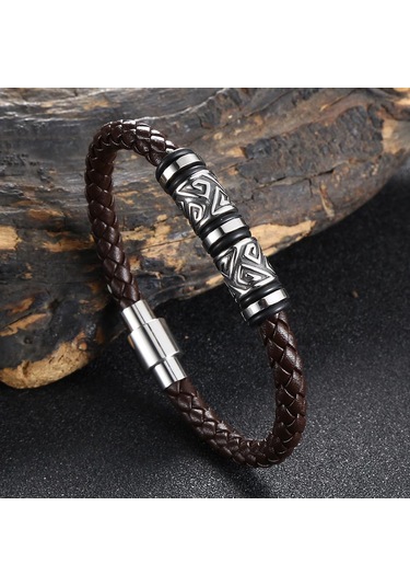 Viking Bilezik Erkek Deri Bilezik Pusula Bileklik İskandinav Rünleri Muska Mitolojisi Mücevher Hediyeler Kahverengi