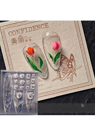 1 Adet Manolya Çiçek Yılan Gül Çiçek 3d Akrilik Tırnak Kalıp Nail Art Süslemeleri Silikon Damgalama Plakaları Tırnak Aksesuarları Yellow