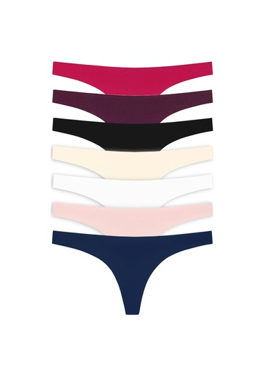Basic Lazer Kesim Tanga Külot 7'li Paket - 2 Renkli-5 Çok Renkli