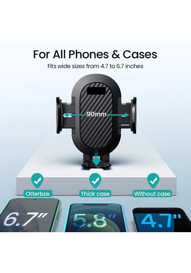 Primepickings Black- Araç Telefon Tutucu Uzun Kollu Emniyetli Telefon Tutucu Sabitleme Aparatı