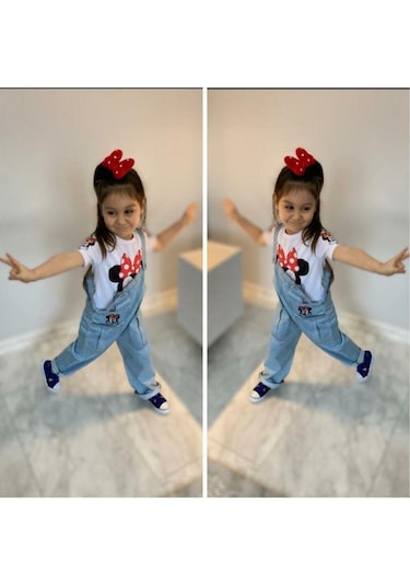 Modavals Mınnıe & Mıckey Tulum Kardeş Kombin Mınnıe Bahçıvan Tulum & Tshırt Mavi