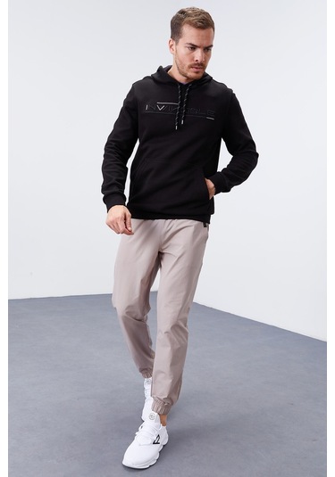 Tommy Life Siyah Kanguru Cep Standart Kalıp Kapüşonlu Erkek Sweatshirt - 87883 Siyah