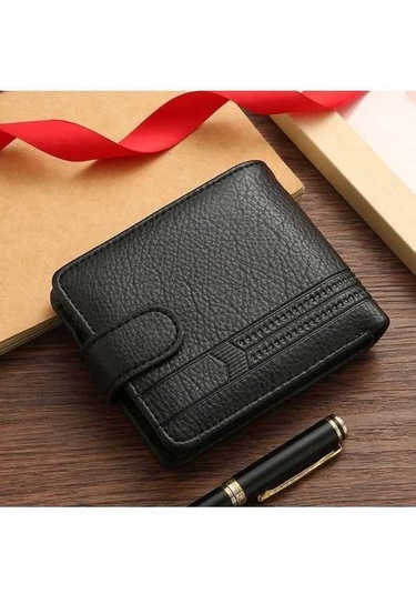 Createtech Erkek Kısa Cüzdan Deri Fermuar Siyah, Kaliteli Kart Horders Siyah