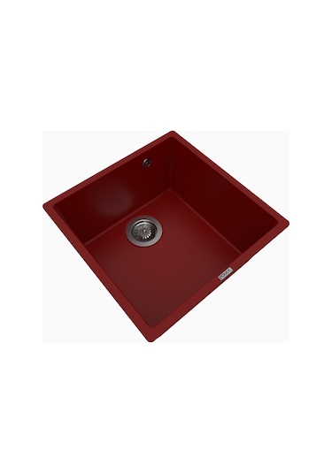 Polex Cristalüx Granit Evye P-X40 Bordo Tezgah Altı Ve Tezgah Üstü Kare Mutfak Evyesi 53.8x44 CM