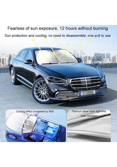 Ximistore9 Titanium Gümüş Araç Güneş Engelleyici, Evrensel Kullanım, 140x70 Cm Küçük Boy, Isı Ve Güneşten Koruma
