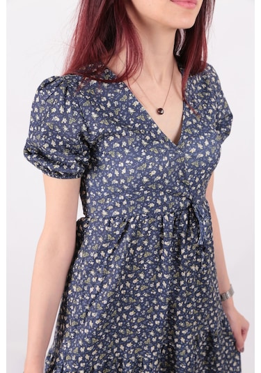 Busem S0015865 Kadın Elbise İndigo Sarı