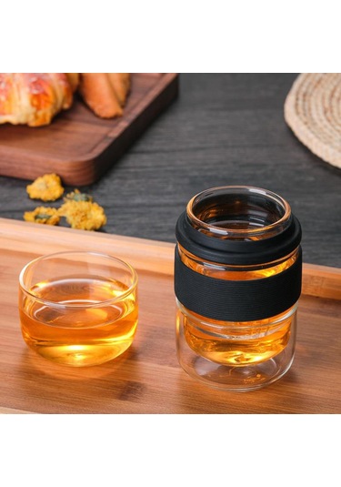 Homyl Seyahat Çay Seti Cam Ev Ofis Hediyeleri Için Siyah Siyah