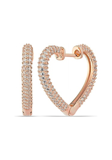 Caelo Gümüş Rose Kalp Kadın Küpe