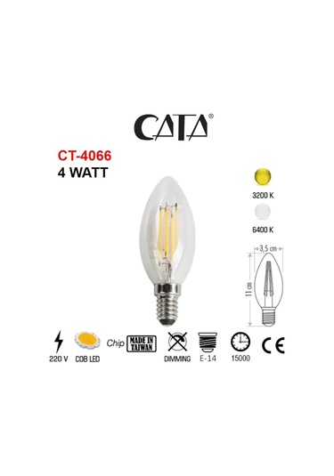 Cata Ct-4066 10 Adet Günışığı Rustik Led Buji Ampul 4w