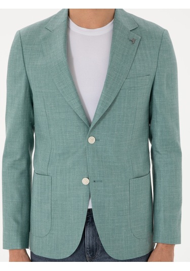 Cacharel Mint Slim Fit Yün İpek Karışımlı Blazer Ceket Mınt