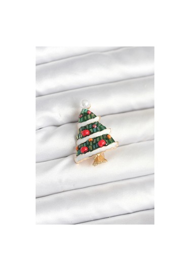 Bfs Süslü Çam Ağacı Model Yılbaşı Temalı Broş Çok Renkli