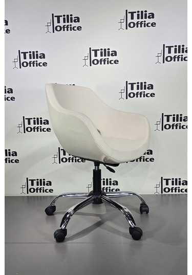 Monaco Çalışma Kesim Koltuğu Yonca Tekerlekli Krom Ayak Krem