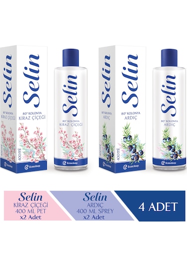 Selin Ardıç & Kiraz Çiçeği 4'lü ParfüMLü Kolonya Seti (1600 ML)