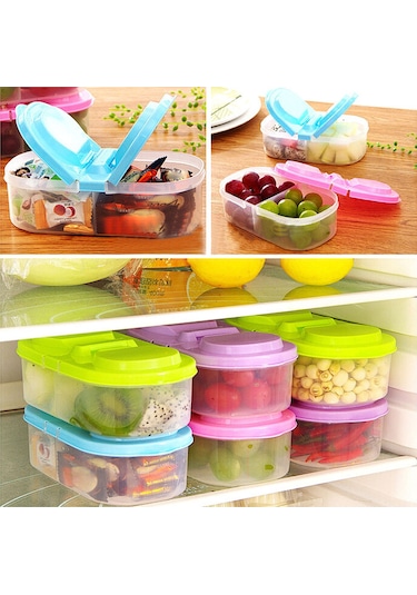 Qingmipy Çift Bölmeli Kapaklı Mutfak Saklama Kabı - Dayanıklı Plastik, Pratik Ve Şık Mor Diğer