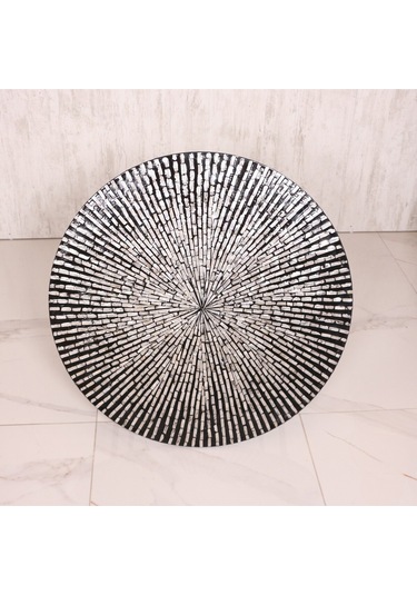 Boğaziçi Sedefli Demir Ayaklı Sehpa 82x47 Cm Siyah