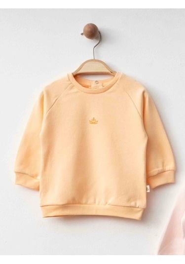 Zekids Kız Bebek 2 Li Organik Basic Pembe Ve Turuncu Sweatshirt Seti-16181 Çok Renkli