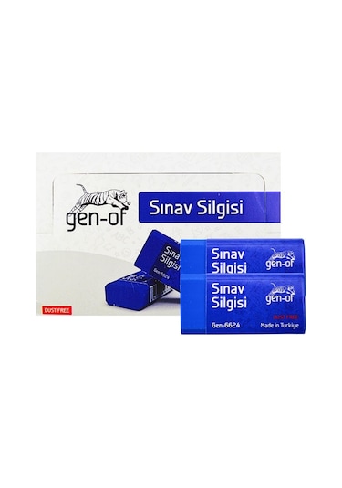 Gen-of No:24 Dust Free Orta Boy Sınav Silgisi Mavi Gen-6624 10 Adet