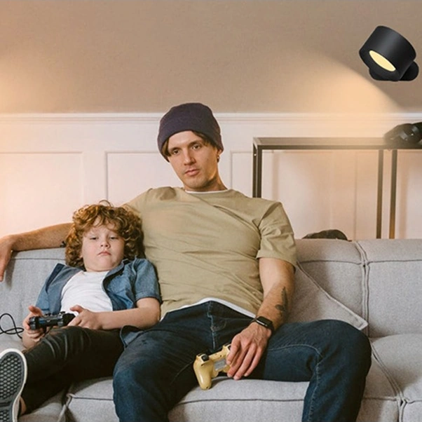 Fortunelane Usb Şarjlı Dokunmatik Led Dolap Lambası, 360 Derece Dön, 3 Renk, Taşınabilir Gece Lambası Siyah Siyah