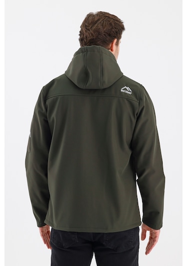 Çıkartılabilen Fermuarlı Kapüşon Cepli İçi Polarlı Su Geçirmez Softshell Erkek Mont Haki Haki