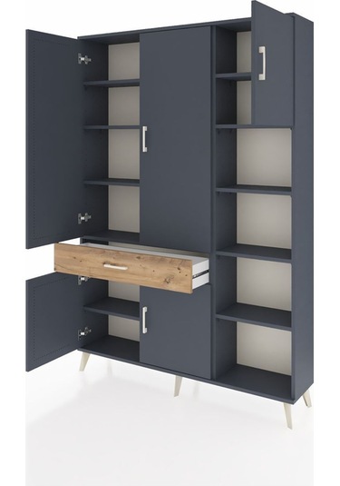 Arges Dolap 10 Raflı Tek Çekmeceli 5 Kapaklı 132x30x195 Antrasit-antrasit/çam Antrasıt/atlas Çam Arges Dolap 10 Raflı Tek Çekmeceli 5 Kapaklı 132x30x195 Antrasit-antrasit/çam Antrasıt/atlas Çam