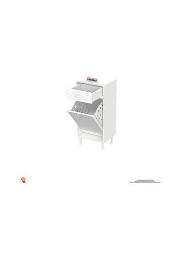 Modilayn Melis 45x88x32,5 Cm Çekmeceli Çamaşır Sepetli Banyo Dolabı Beyaz