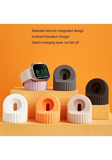 Cbtx iOS Uyumlu Watch Uyumlu Şarj Standı Dalga Doku Silikon Bağlantı Tutucusu Masa Standı Şarj İstasyonu Bağlantı Tutucusu - Mor