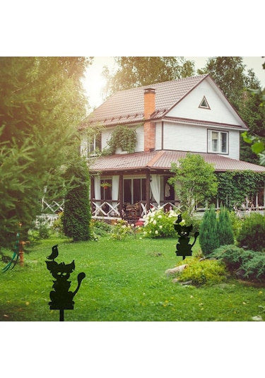 Lazer Kesim Süs Eşyaları Metal Kedi Bahçe Dekoru