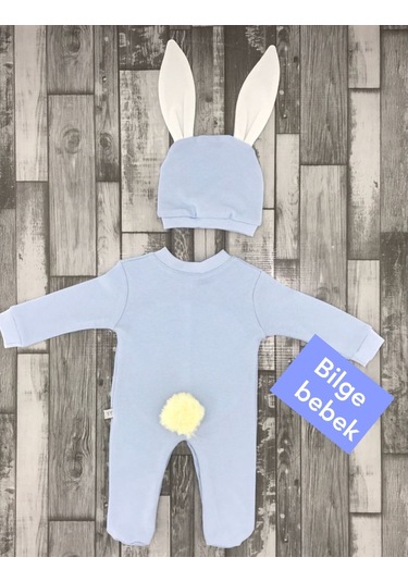Erkek Bebek Tavşan Model Kostüm Tulum - Bebek Doğum Hediyesi Bebe Mavi