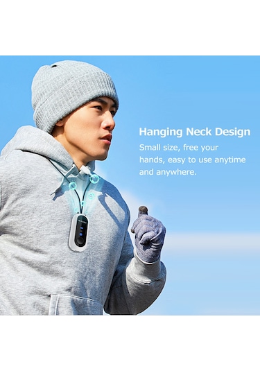 Mini Taşınabilir Askılı Boyun Anyon Hava Temizleyici Hızlı Hava Temizleme Yüksek/düşük Vites Ayarı Dahili Pil Siyah Kordon