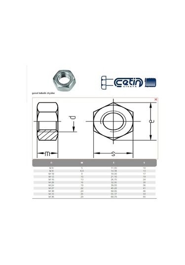Civtec M52 Din 934 Altı Köşe Somun Çelik Siyah 1 Adet