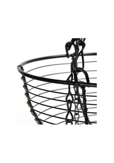 Novahub Demir Asılı Meyve Sepeti Retro, 3 Katmanlı Organizatör, Paslanmaz, Mutfak Dekorasyonu Siyah