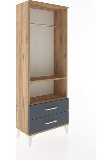 Arges Dolap 2 Raflı 2 Çekmeceli Tek Askılı 60x30x163 Çam-antr... Çam