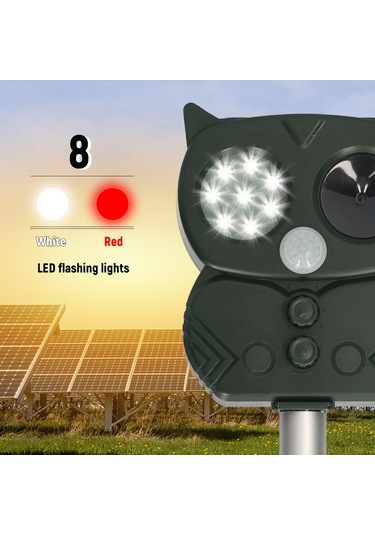 Gajeena Güneş Enerjili Dış Mekan Ultrasonik Hayvan Kovucu, Pır Sensörlü, Led Işık Ve Alarm Sesi İle Hayvanları Uzak Tutucu