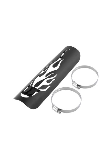 Motosiklet Modifikasyon Aksesuarları Evrensel Retro Egzoz Borusu Isı Kalkanı Siyah Siyah