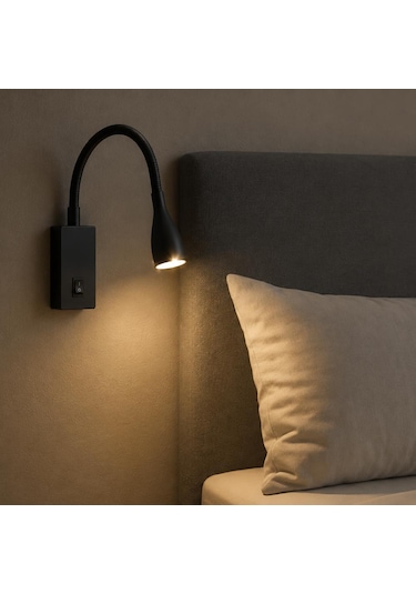 Lampist Lp-3860 3w Led Duvar Aplik 3000k Günışığı Düğmeli Siyah