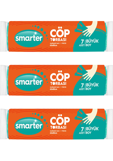 Smarter 3'lü Büyük Boy Çöp Torbası 65 x 80 CM