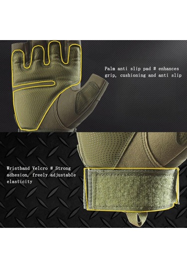 Fosenze Z902 Asker Yeşili Xl Yarı Parmak Motosiklet Eldiveni - Karbon Fiber Koruma, Dayanıklı, Teri Emici, Spor Ve Outdoor Kullanıma Uygun