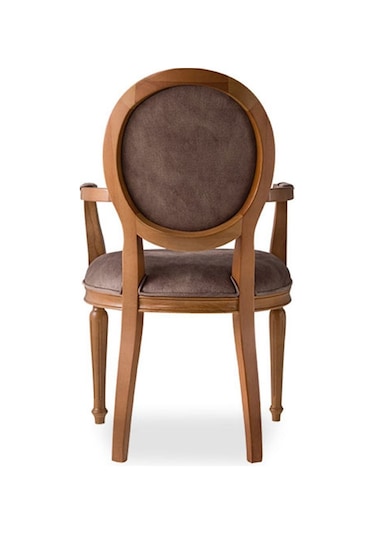 Madalyon Kolçaklı Ahşap Klasik Sandalye Ceviz