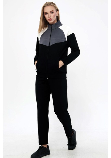 Trendhill Kadın Siyah Modal Scuba Eşofman Takım Edy5543s Siyah